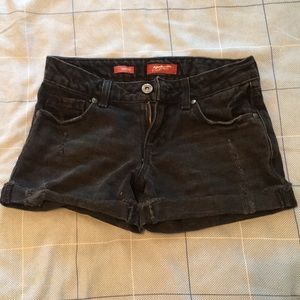 Lightly Distressed Black Shorts
